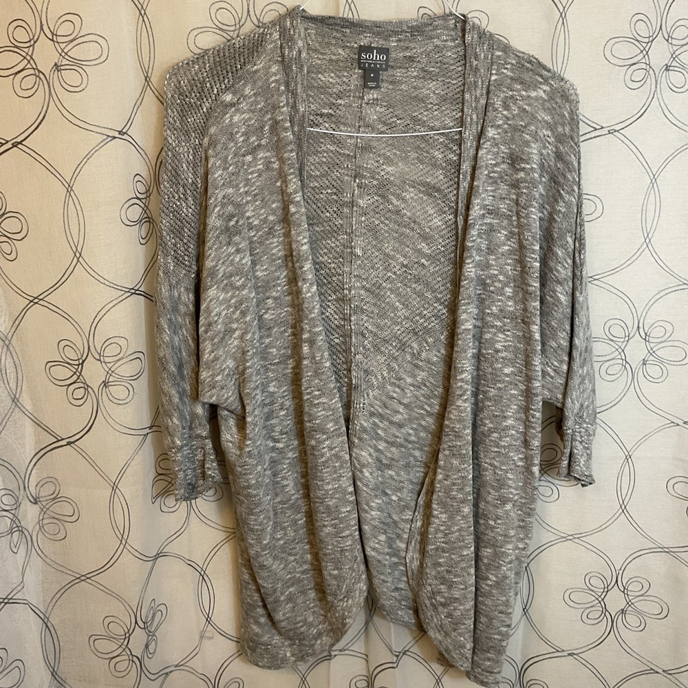 Women's Soho New York & Company Gray Cardigan Sweater Open Front Size Medium